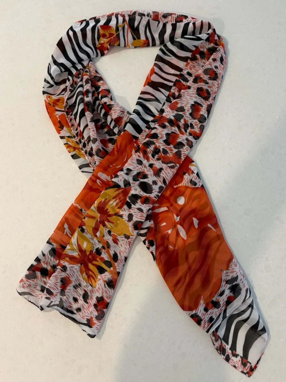 Wild at Heart Mixed Animal & Floral Print Chiffon Scarf - Picture 7 of 12